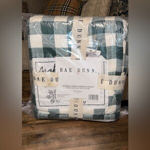 NWT Rae Dunn Green Buffalo Plaid Check Patch Throw Christmas MAKING SPIRITS BRIG